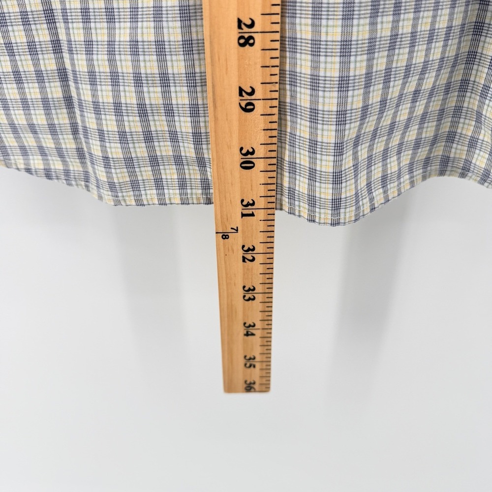 Christian Aujard Button Down Shirt Mens L Blue Yellow‎ Plaid Paisley Flip Cuff - Picture 10 of 11